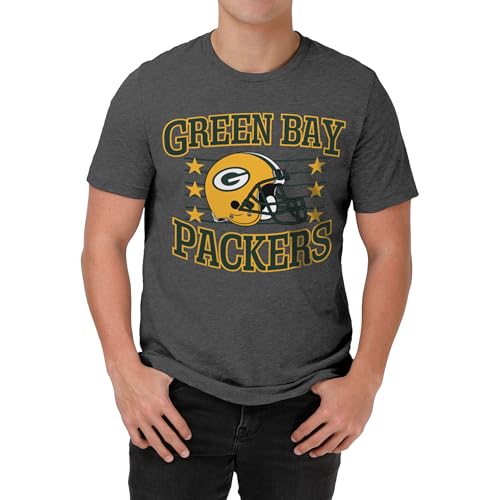 FOCO Green Bay Packers NFL Mens Gridiron Glory T-Shirt - Dark Heather Grey - L