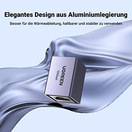 UGREEN LAN Kabel Verlängerung RJ45 Kupplung 10 Gigabit LAN Verbinder Ethernet Netzwerkkabel Verlängerung Cat7/ Cat6/ Cat5e/ Cat5（Grau-1 Stück）
