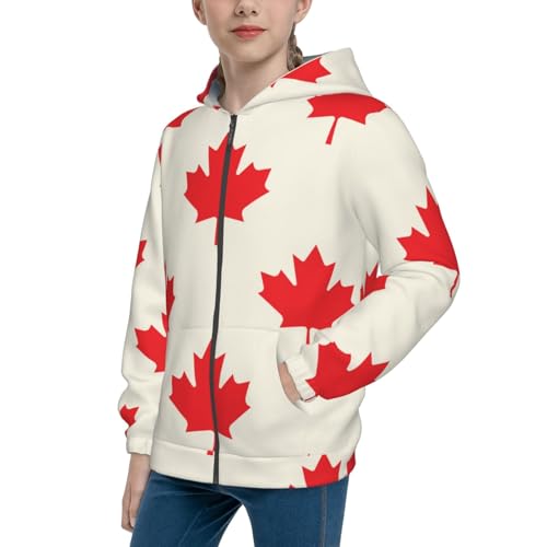 Happy Canada Day Kid Hoodies Boys Zip Up Sweatshirts Girls Pullover with Pocket