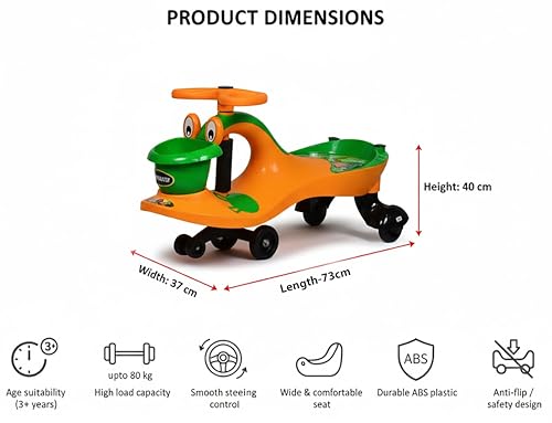 Image of Wishmaster Swing Magic Panda Car for Kids, Twister Ride on, Non Battery Operated Baby Push Rider Without Music & Light | Self-Balancing Twist Steering | Age 2-8 Years