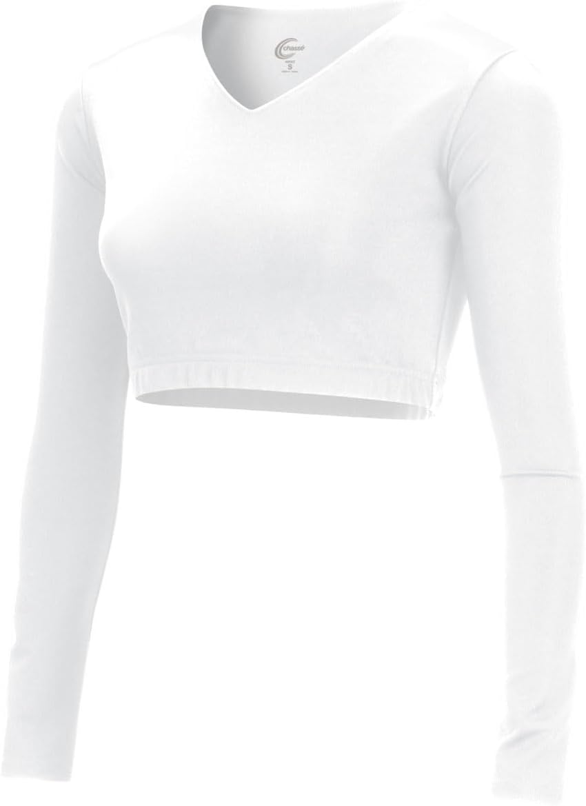 chassé Cheer Cropped V-Neck Liner for Girls & Women, 4-Way Stretch Bodyliner Undershirt for Cheer Uniforms