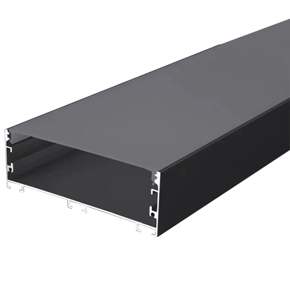 6M U Forma LED Profilo Alluminio Canale Nero con Copertura Bianco Latteo 6 m Luce Striscia Diffusore Perfetto per Sistemi di Illuminazione a LED 100x35mm Binario Durevole ed Elegante