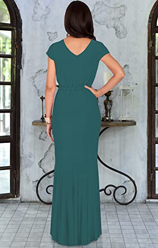 Image of KOH KOH Womens Long Cap Sleeve Fishtail Formal Evening Cocktail Maxi Dress
