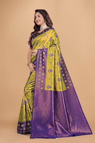 Image of Traditional Banarasi Silk 5.50 Meter Saree With 0.8 Meter Unstitched Blouse Piece For Wedding, Family Function, Festival And Special Occasion
