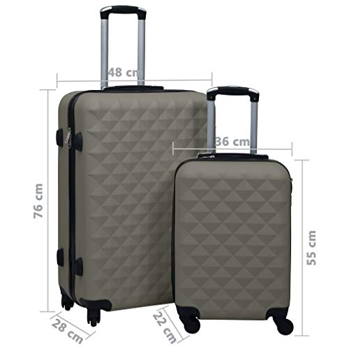 vidaXL Hardcase Trolley Set - 2pc Durable ABS Luggage in Anthracite, With Four 360 Castors & Security Locks - Ideal for Business Trips & Holidays4
