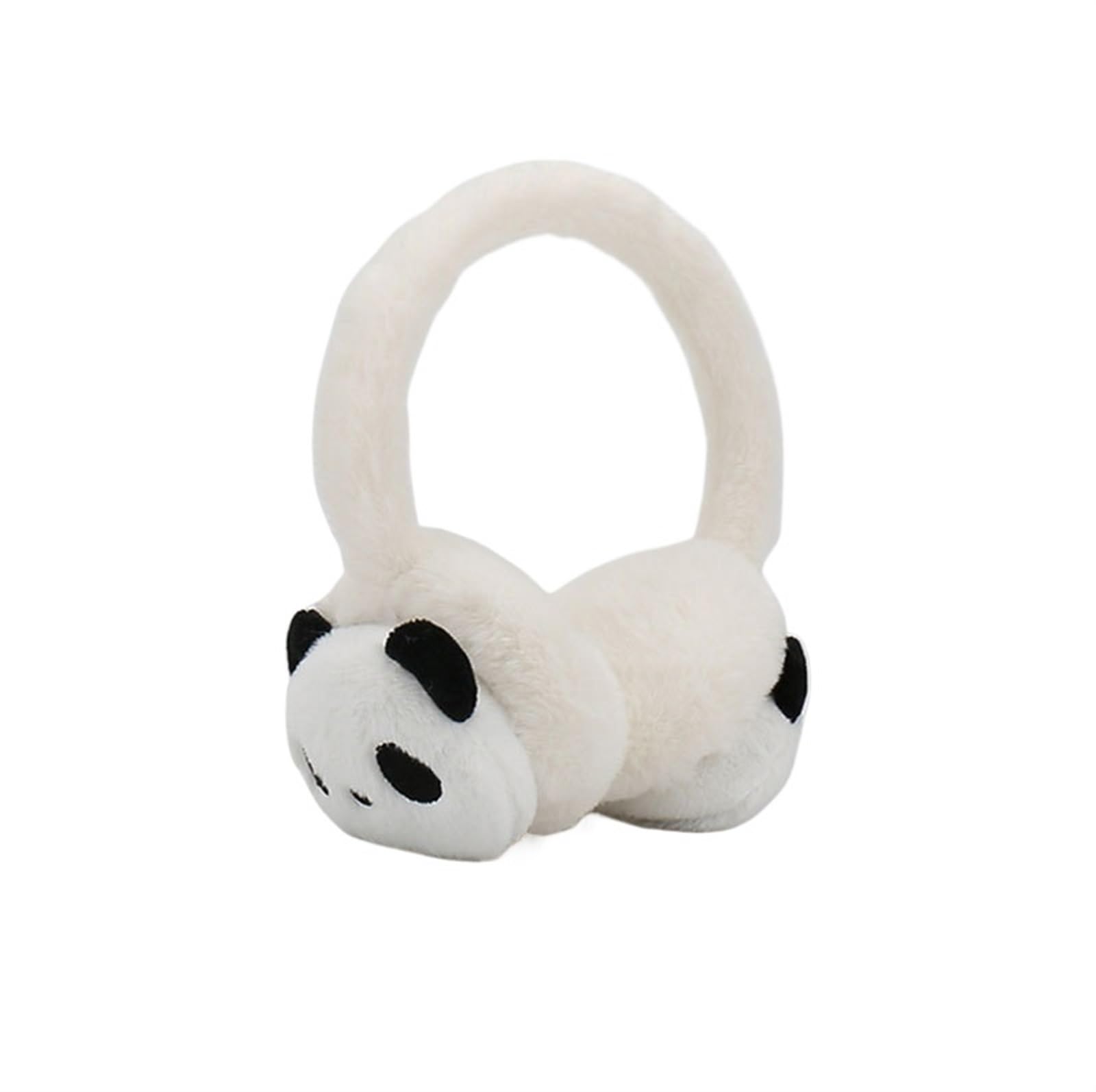 Cache-oreilles panda en peluche blanc pour enfants et étudiants en hiver