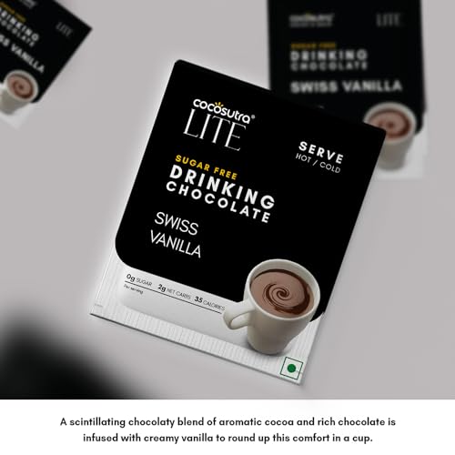 Image of Cocosutra LITE Sugar Free Drinking Chocolate | Swiss Vanilla & Mocha | Hot or Cold | Low Carb, Low Calorie | Stevia & Erythritol Based | Ready in 2 Minutes | 20g Each