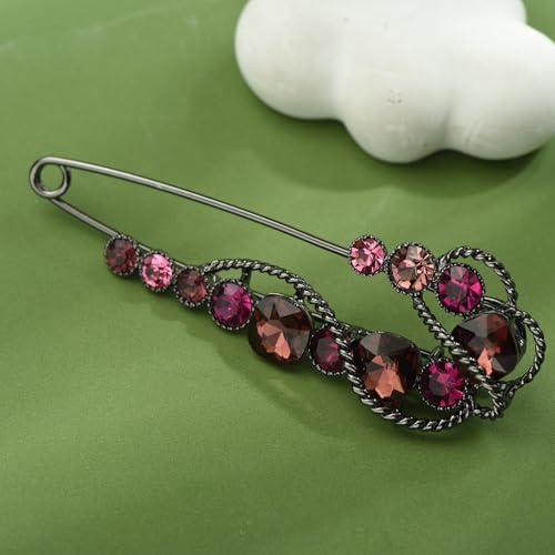Image of 4.1 inch Vintage Rhinestone Crystal Flower Large Safety Pins Brooch Cardigan Scarf Sweater