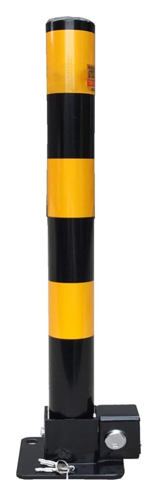 DUANHOZ Delineator Post Parking Barrier - Lockable Fold Down Caution Sign for Driveway - High Visibility Yellow and Red Car Parking Space Lock