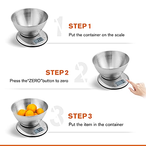 Buy CROWNFUL Digital Food Scale with Bowl,11lb/5kg Kitchen Scales