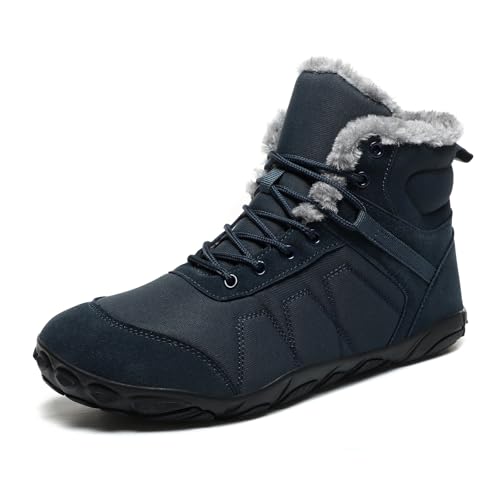 Image of Mens Womens Snow Boots Winter Barefoot Shoes Warm Fur Lined Short Ankle Booties Outdoor Anti-Slip Wide Toe Box Walking Winter Shoes