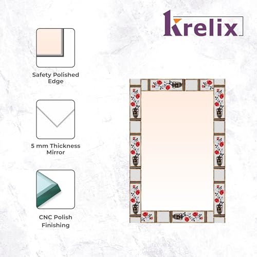 Image of KERLIX 12x18 Inch Rectangular Wall Mirror- CNC Polished Finish, Modern Decorative Mirror for Bathroom, Bedroom, Living Room & Entryway