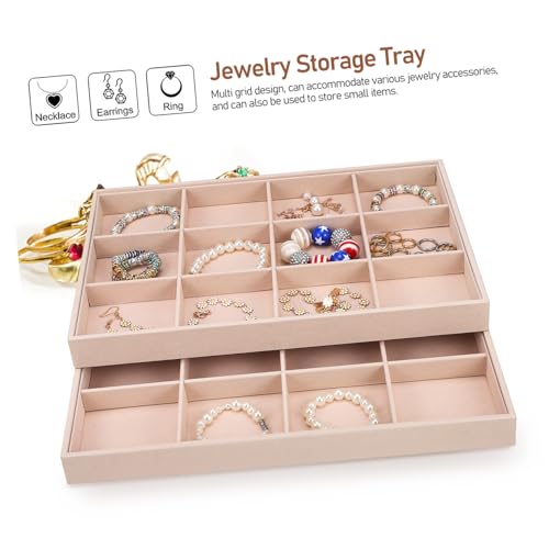 Plateaux à bijoux en velours YARNOW avec 2 organisateurs à compartiments - 5