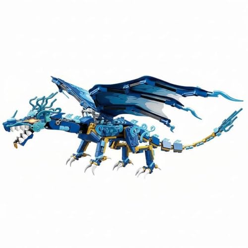 Image of SKY LINE OCEAN Blue Water Dragon Building Block Set (501 PCS) - Dragon Model Toy for Kids Boys & Girls, Mini Brick Collectible Figure, Creative Construction Gift | 5 Year Structural Warranty