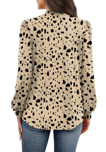 Image of WIHOLL Long Sleeve Shirts for Women Mock Neck Tops Pleated Front Blouses Dressy Casual Spring Fall Clothes 2026 Fashion