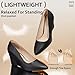 IDIFU Black Wedges for Women - Closed Toe Wedge Pumps - Low Heel Pointed Toe - Work Office Formal Business Dress Shoes - Cute Casual Dressy Comfortable Trendy - Wedge Pumps (Black Pu, 9)