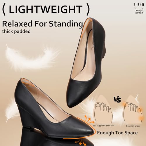 IDIFU IN3 Wedges for Women Closed Toe Pumps Low Heel Pointed Toe Work Wedding Bridal Office Formal Business Dress Casual Dressy Comfortable Trendy Fashion Shoes4