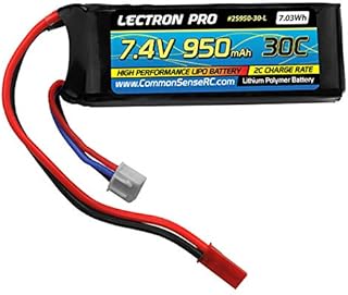 Common Sense RC Lectron Pro 7.4V 950mAh 30C Lithium Polymer Battery with JST Connector for Blade 200 QX Quadcopter and Blade CX, CX2, CX3 Helicopter