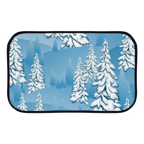 Nuansexi Bathroom Rugs Winter Seamless Pattern Blue Floor Mats Non Slip Bathmat Doormat Tub Mat Coral Velvet Absorbent Entrance Carpet Mats Machine Washable Bedroom Decor