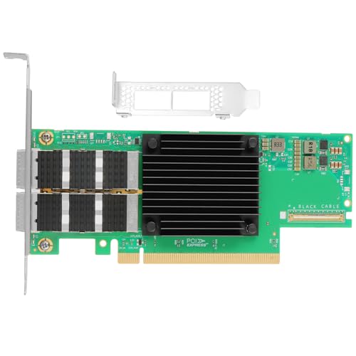 Tarjeta de red Vogzone para MCX653106A-HDAT ConnectX-6 VPI 200GbE 2x QSFP56 PCIe 4.0 x16 NIC | Adaptador Ethernet e InfiniBand HDR, baja latencia con descarga por hardware, RDMA integrado, SR-IOV para computación HPC y IA, NVMe sobre Fabrics miniatura 3