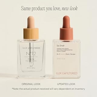 + Lux Unfiltered N°12 Sun Struck Bronzing Face Tanning Drops - Gradual Self Tanner - Natural Glow, Streak-Free, Fragrance Free - Hyaluronic Acid & Vitamin E - Vegan & Cruelty Free - Classic