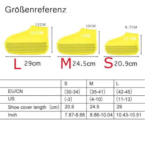 Schuhüberzieher Wasserdicht, Silikon Regenschutz Schuhe Schuhüberzieher, Überschuhe Regenüberzieher Schuhe Wiederverwendbare Anti-Rutsch Schuhüberzieher für Regen, Schlammige Straßen (Schwarz, M)