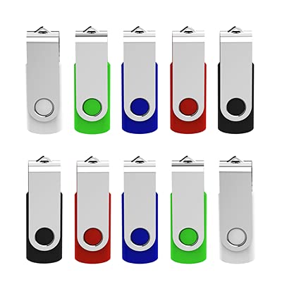 KEXIN Flash Drive 2 GB USB Flash Drive 10 Pack 2 GB Thumb Drive Jump Drive Zip Drive, 5 Colors (Black, Blue, Green, White, Red)