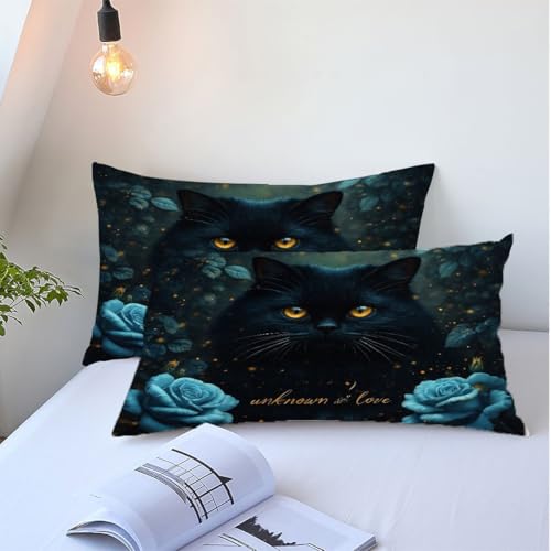 Ropa de cama infantil reversible de gato negro y microfibra suave 5