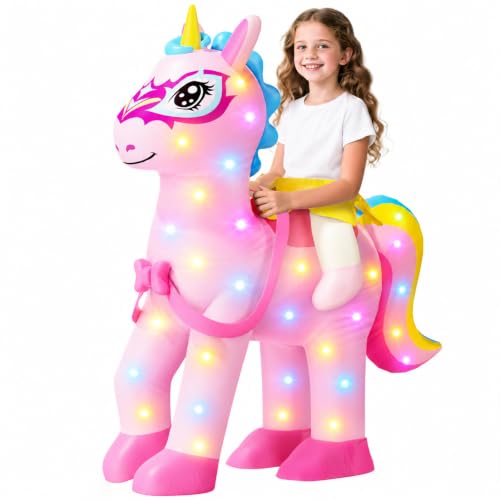 Skirfy Aufblasbares Einhorn-Kostüm für Kinder, die auf Einhörnern reiten