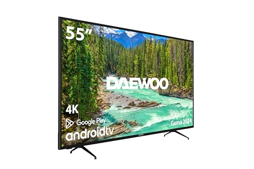 Daewoo D55DM54UAMS - Android TV 55 Pulgadas 4K HDR, Dolby Vision & Dolby Atmos, Chromecast Built In, Mando Bluetooth con Google Assistant Integrado