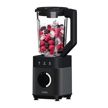 Haier Frullatore I-Master Serie 5, Funzione Ice Crush, Smoothie, 5 velocità variabili, pulizia automatica, caraffa in vetro da 1,7 L, Personal Jug 0,6 1200 W [Nero]