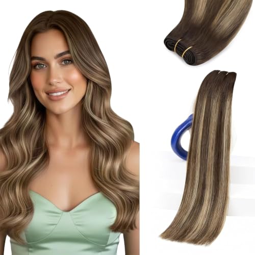 Sunny Hair 24 Inch Thick Double Weft Hair Extensions Brown With Blonde
