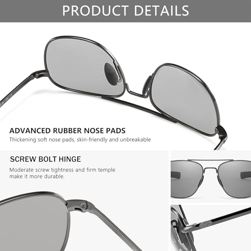 Image of SUNGAIT Men's Military Style Polarized Pilot Aviator Sunglasses - Bayonet Temples