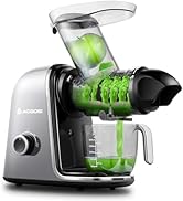 AOBOSI 200W Slow Juicer, Entsafter mit Rückwärts Funktion und zwei Filtergrößen. entsafter gemüse und obst testsieger, multifunktionale entsafter gemüse und obst mit Smart Chip. Obstpresse-Weiß