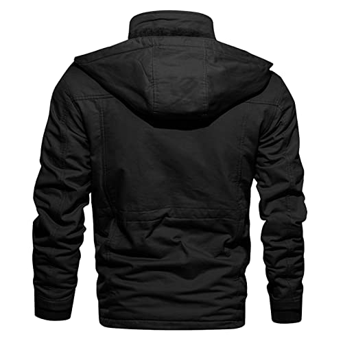Veste longue rembourrée en velours Young Way pour homme noir XXXXL vêtement chaud hiver - 3