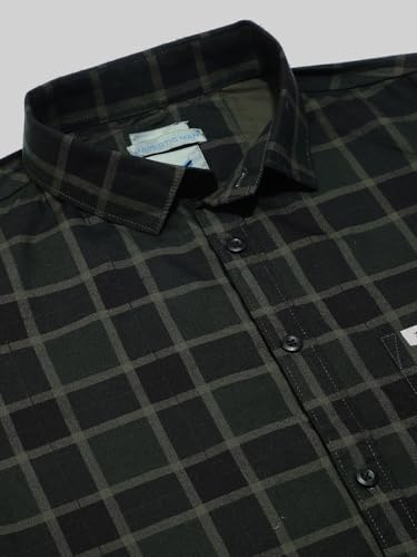 Image of Majestic Man Comfort Cotton Slim Fit Checked Casual Shirt for Men