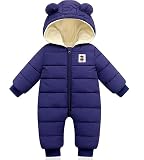 JiAmy Winterkruippakje met capuchon voor baby's van 0-3 jaar, Marineblauw