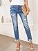 EVALESS Womens Jeans Stretchy High Waisted Pull On Ripped Distressed Jean Tummy Control Straight Ankle Denim Pants Sky Blue Size 8