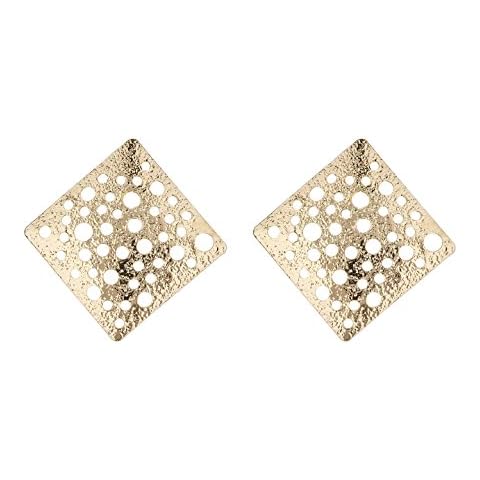 Brushed Gold Plated Clip On Stud Earrings With Punched Holes - Kane G Cover