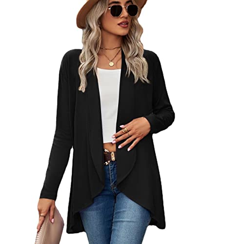 Damen Autumn Winter Long Sleeve Solid Color Cardigan Blouse Knit Coat Cover
