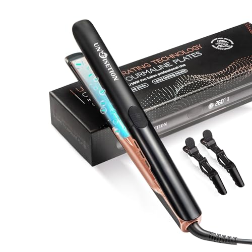 UNOISETION Planchas del Pelo, Plancha de Pelo Profesional Tecnología Iónica Triple Antiencrespamiento,Placas Flotantes Cerámica Avanzada,6 Temperaturas hasta 260°C Función Turbo y Memoria