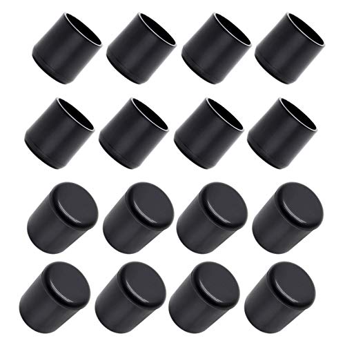 Amgiimor 32Pcs 3/4 Inch Black Table Chair Leg Tips Caps Anti-Slip Round Furniture Feet Pads PVC Rubber Covers Tile Floor Protectors