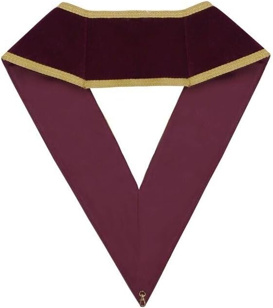 95th Degree Memphis Misraim French Masonic Collar – Burgundy Velvet with Gold Trim