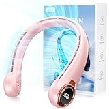 ZHZW Portable Neck Fan with 6000mAh USB - Rechargeable Battery, 360° Cooling Wearable Fan, 3 Speeds, Ultra-Light Bladeless Neck Fan LED Display (Pink)