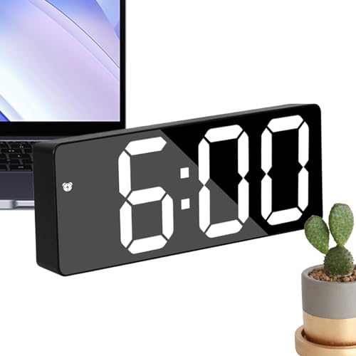 Horloge miroir LED avec réveil numérique mural et double alarme