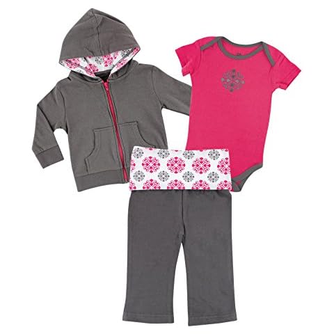 Yoga Sprout Bodysuit, Pants, and Hoodie Set, Girl Medallion Collection, 18-24 Months Cover