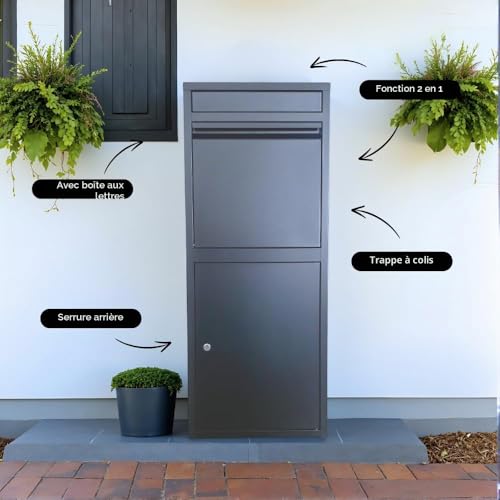 Boîte à colis anthracite ParcelXL format XXL en version libre pose ou fixation murale
