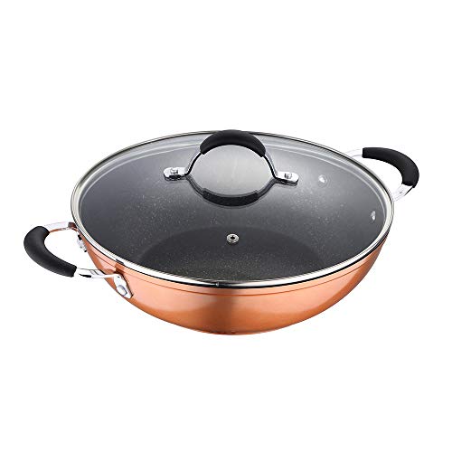 Bergner Infinity Chefs Forged Aluminium Non-Stick Kadai with Glass Lid (24 cm, 2.1 Litres, Induction Base, Copper)