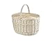 Produktbild MyBer® Weidenkorb Korb aus Weide Picknickkorb Pilzkorb Autokorb Ausflugskorb 40/28/22 (38cm mit Griff) Tragekorb mit 2 Deckeln Vollweide Einkaufskorb geflochten weiß K13-027-W