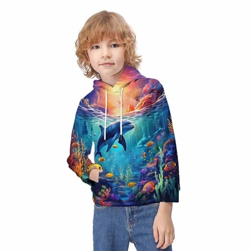 Sweat à capuche dauphin 3D pour ado pull hiver à manches longues 12-14 ans - 3